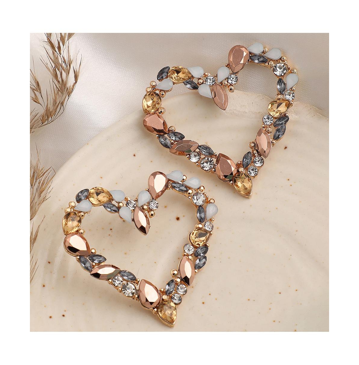 Sohi Women's Heart Stud Earrings In Gold