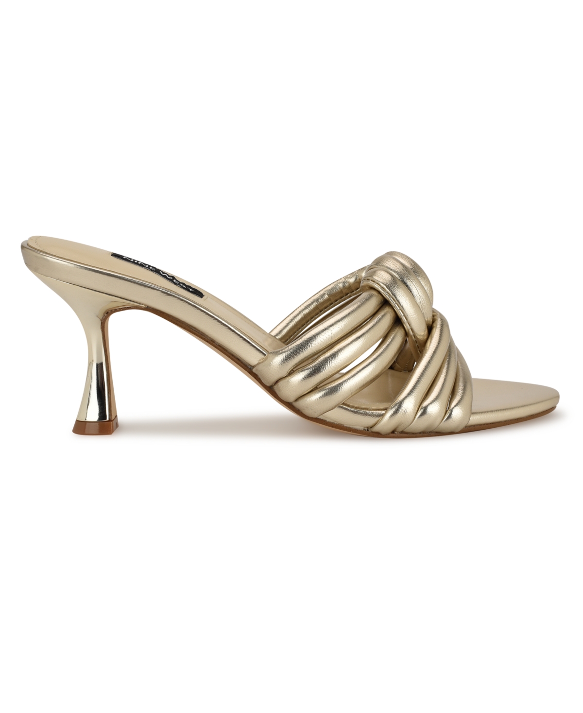 Nine West Women's Norene Slip On Tapered Heel Dress Sandals In Gold