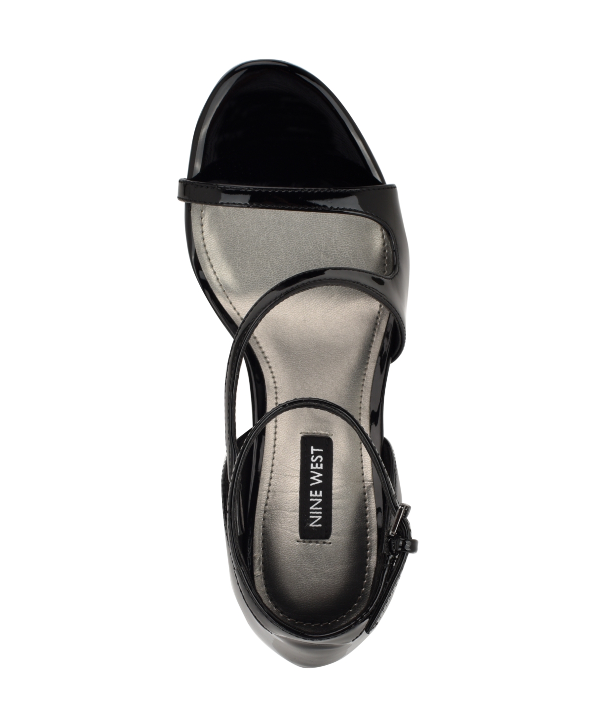 Shop Nine West Women's Shimmy Asymmetrical High Stiletto Sandals In Black Patent