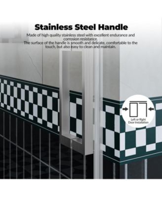 Shower Door, 56-60" W × 76" H Frameless Sliding Shower Door,Waterproof Glass Shower Door with Stainless Steel Handle and Seal Strip, 5/16" (8mm) Easy-Clean Tempered Glass, Brushed Nickel