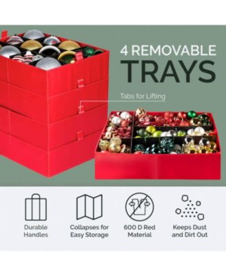 Christmas Storage Box with Adjustable Dividers and 4 trays - Stores Up to 48 - 6&amp;quot; Ornaments