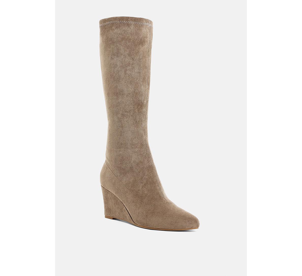 London Rag Tulsha Microfiber Wedge Heel Boots