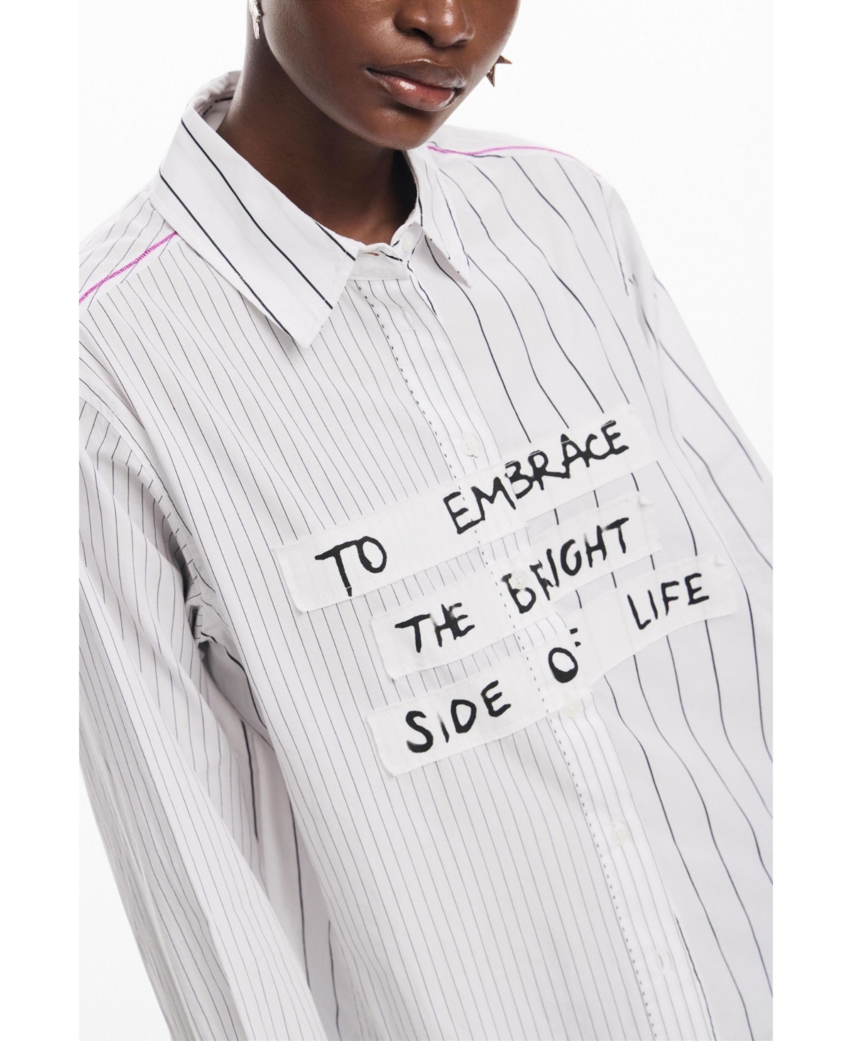 Desigual Women's Striped shirt with phrase