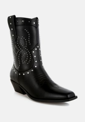 Womens Equine Studded Embroidery Cowboy Boots