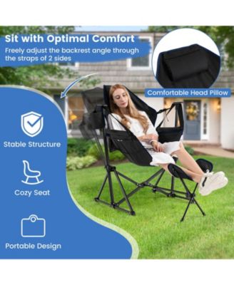 Hammock Camping Chair with Retractable Footrest and Carrying Bag
