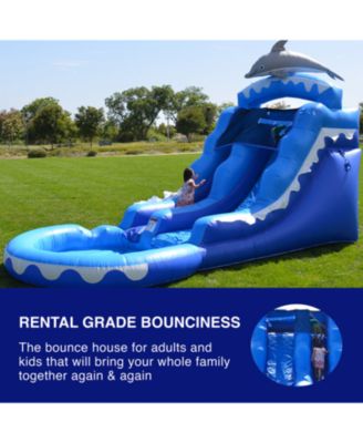 HeroKiddo 13  Dolphin Commercial Grade Water Slide with Pool for Kids and Adults (with Blower), Wet Dry Use, Outdoor Indoor, Birthday Party, Rental Quality