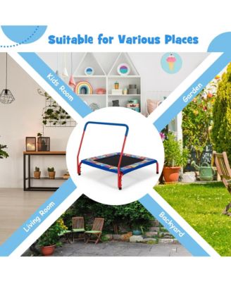 36'' Kids Square Trampoline Indoor Outdoor Rebounder W/Foam Handrail Alphabet Pad