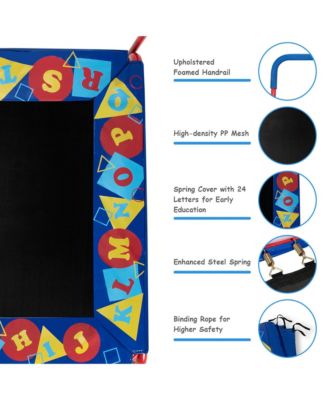 36'' Kids Square Trampoline Indoor Outdoor Rebounder W/Foam Handrail Alphabet Pad