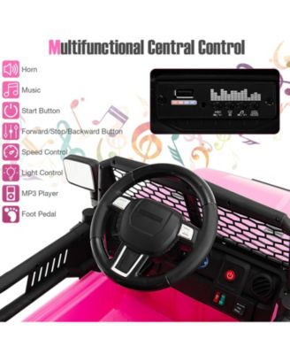 12V Kids Ride On Truck with Remote Control and Headlights-Pink