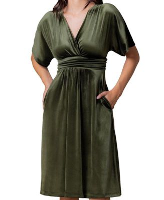 Women's Angelic Velvet Midi Cocktail Dress with Pockets
