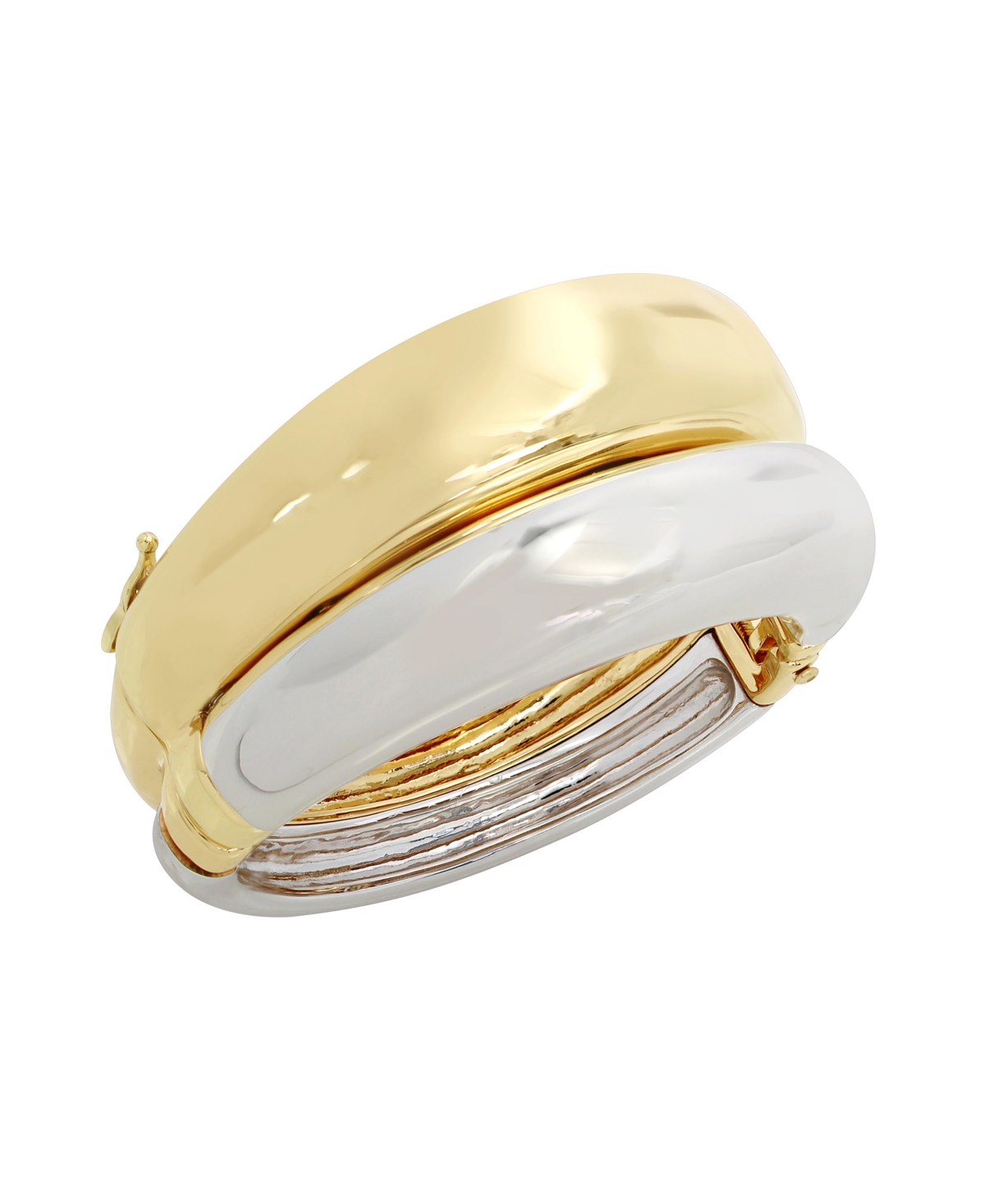 Robert Lee Morris Soho Two Tone Ribbed Statement Bangle Bracelet - Two-tone