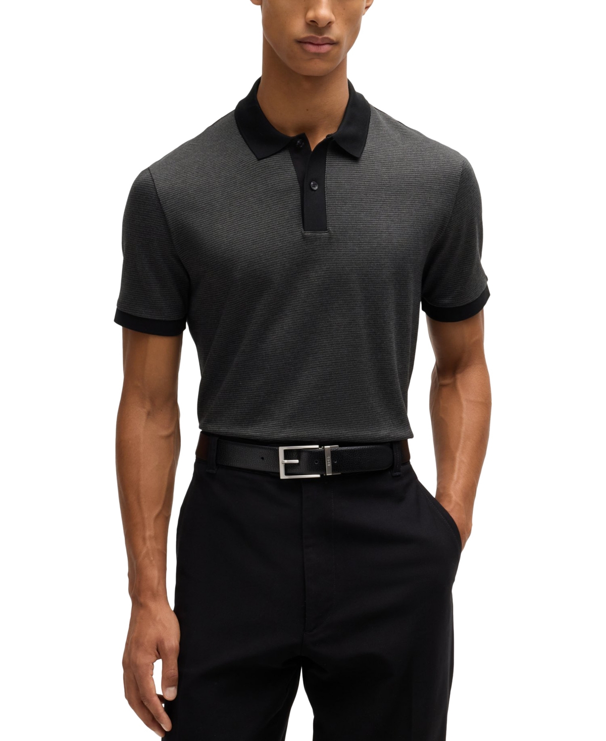HUGO BOSS BOSS BY HUGO BOSS MEN'S REGULAR-FIT MICRO-PATTERN POLO 