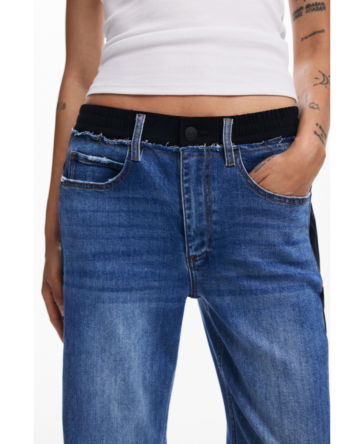 Desigual Ayana Straight Leg Jeans In Medium Blue