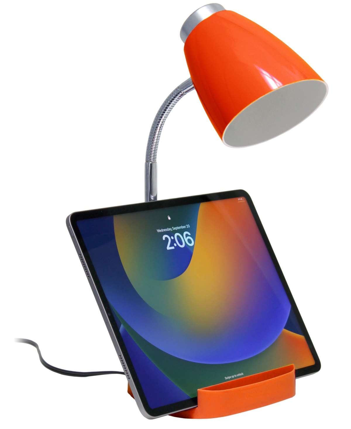 Creekwood Home 18.5" Flexible Gooseneck Organizer Desk Lamp In Orange