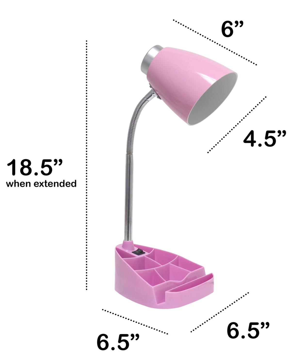 Creekwood Home 18.5" Flexible Gooseneck Organizer Desk Lamp In Pink