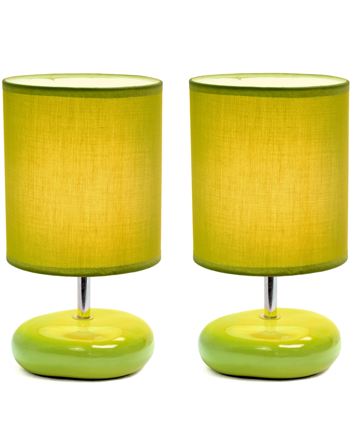 Creekwood Home 10.24" Traditional Mini Round Rock Table Lamp 2 Pack Set In Green