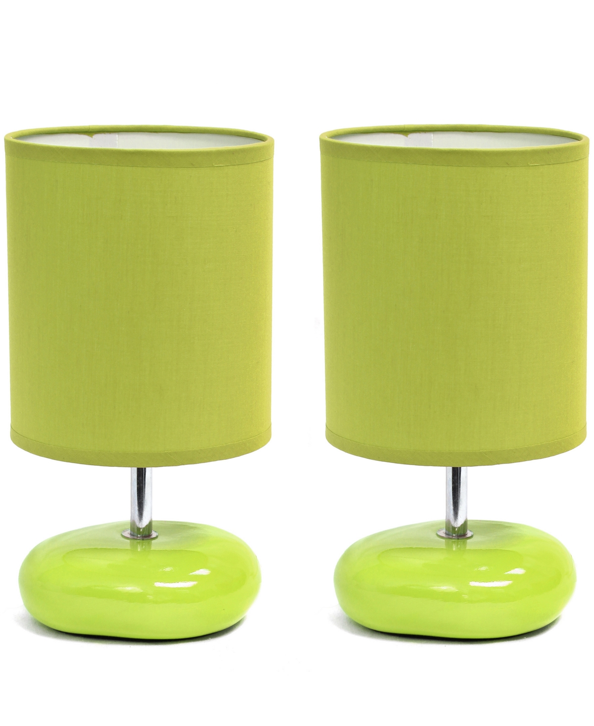 Creekwood Home 10.24" Traditional Mini Round Rock Table Lamp 2 Pack Set In Green