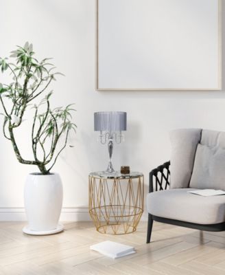 31" Chrome Cascading Crystal Table Lamp