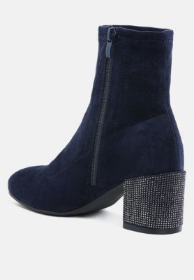 Rag and CO Womens Chena Rhinestones Embellished Block Heel Boots