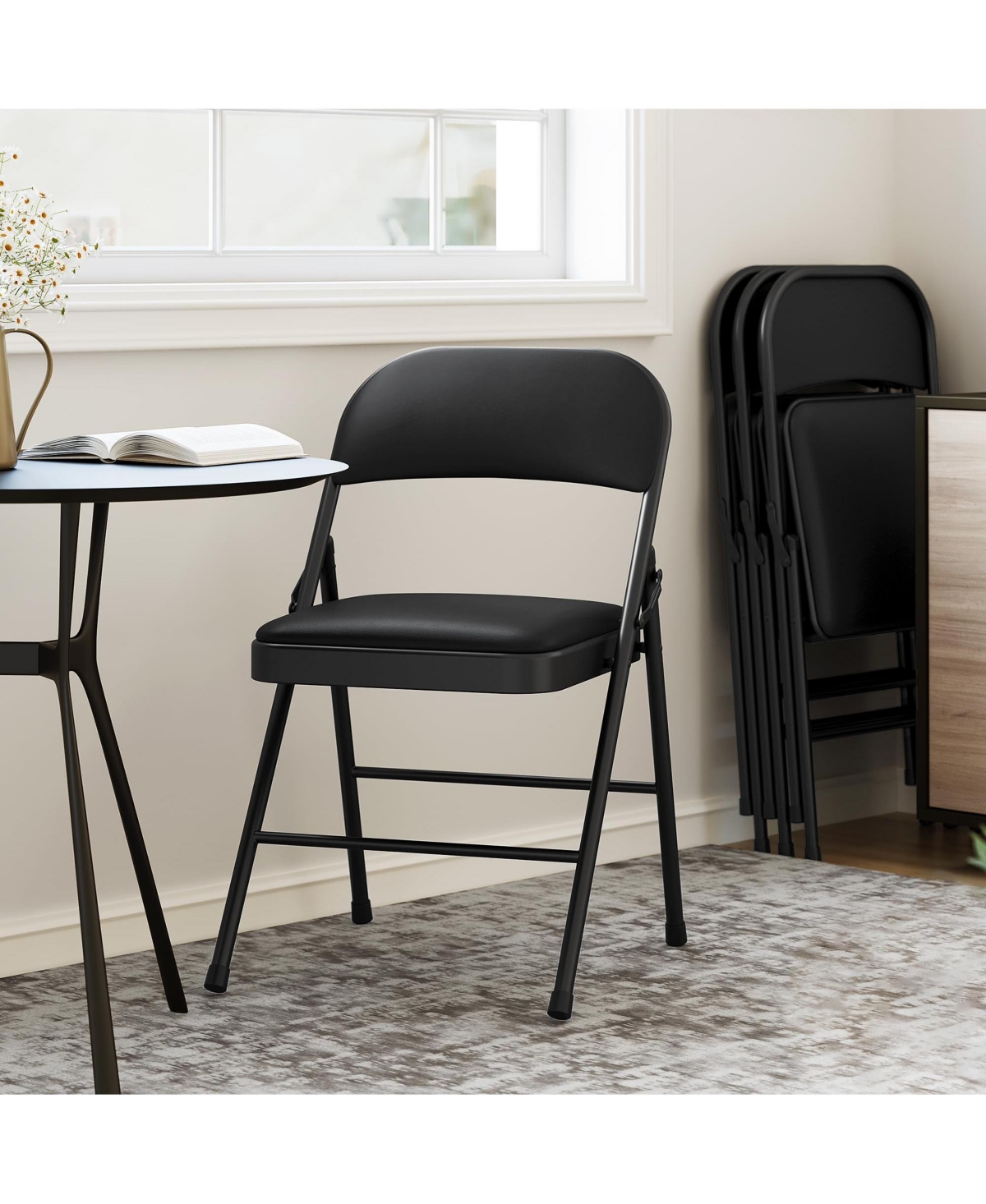gaomon 2 Pack Grey Folding Chairs with Padded Cushion and Back, Folding Chairs for Outside, Foldable Chairs