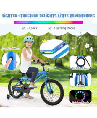16/18 Inch Kids Bike LED Lighted Adjustable with Training Wheels for 4-8 Years Old Kids