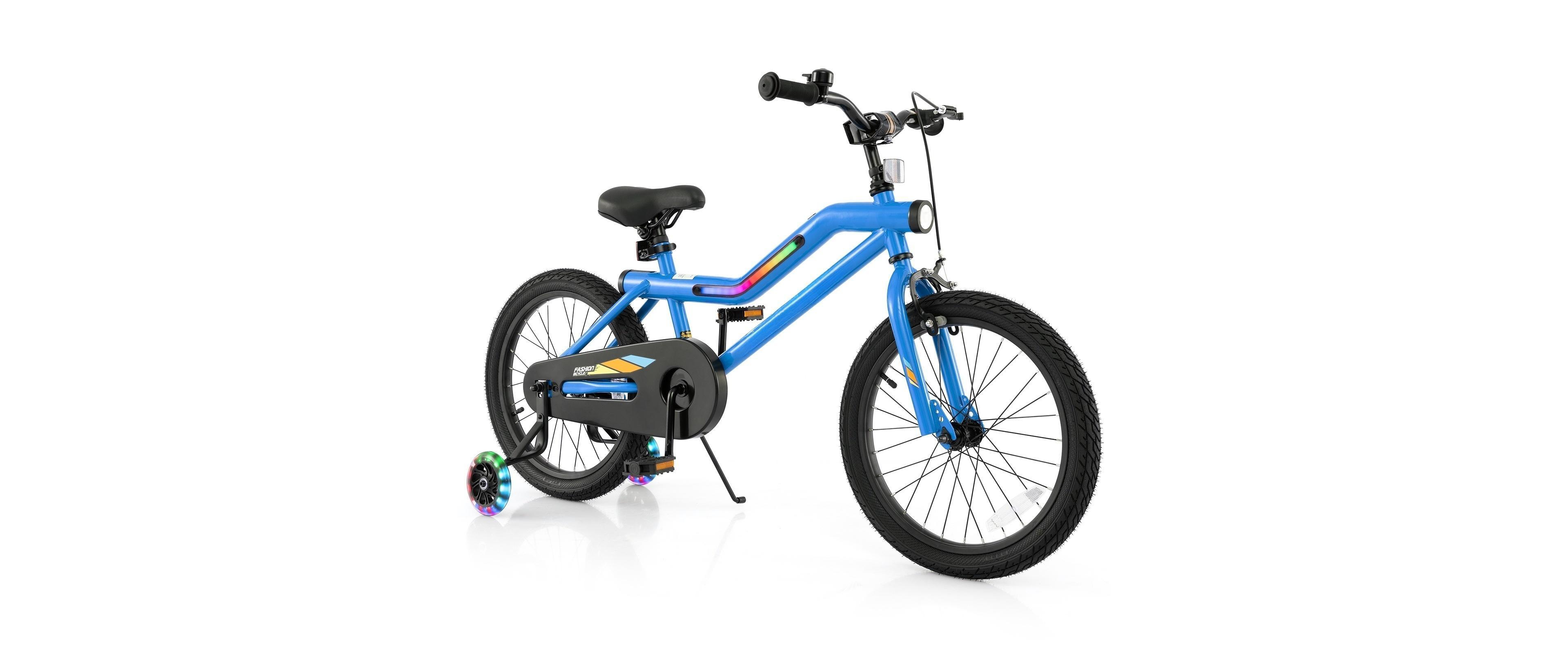 16/18 Inch Kids Bike Led Lighted Adjustable with Training Wheels for 4-8 Years Old Kids
