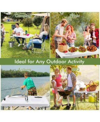 Fish Cleaning Table with 2 Sinks and 360° Rotatable Fauce