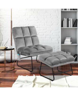 Velvet Massage Recliners with Ottoman Remote Control and Side Pocket