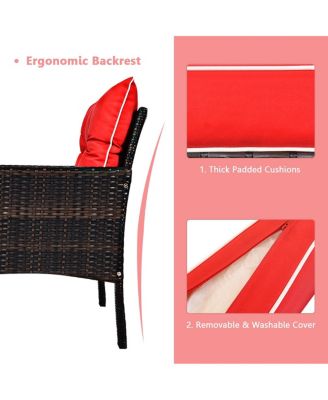 5 Pieces Patio Rattan Sofa Ottoman Furniture Set with Cushions