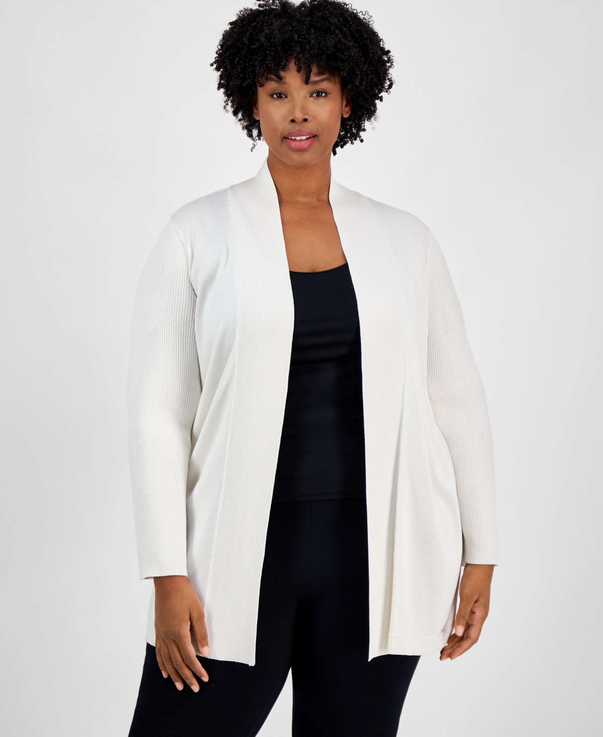 ANNE KLEIN PLUS SIZE SONOMA OPEN-FRONT LONG-SLEEVE CARDIGAN 