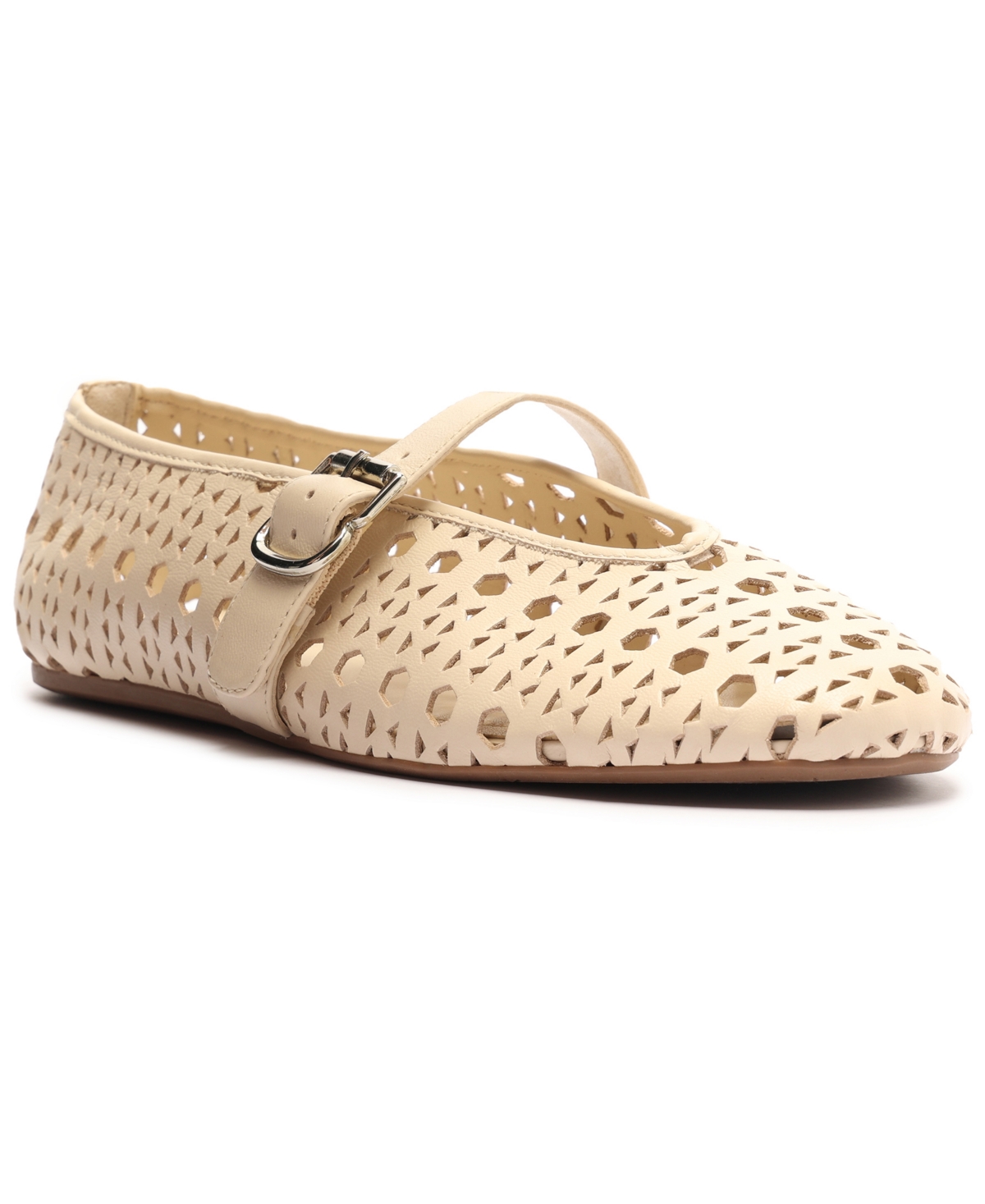 Arezzo Amber Perforated Mary Jane Flat In Panacota