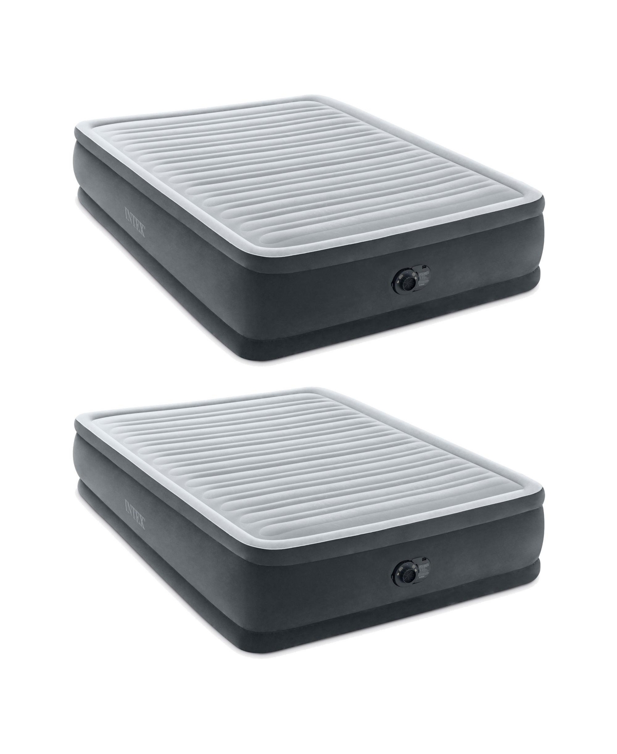 64413ED Elevated Dura Beam Fiber Tech Airbed with Pump, Queen (2 Pack) - Gray