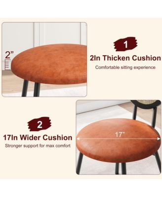 Dining Chairs Set of 4, Rattan Kitchen Chairs with Thicken Upholstered, Modern Dining Room Chairs Set of 4,Brown