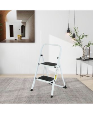 2 Step Ladder Folding Step Stool , Lightweight Step Stools for Adults with Anti-Slip Pedal, Portable Steel Handrails Step Ladder Withstanding 330 lbs