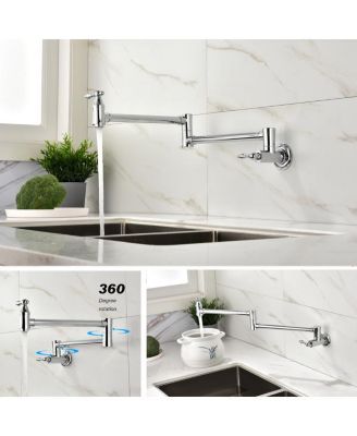 Wall-Mount Folding Pot Filler Faucet for Space-Saving and Convenient Kitchen Use