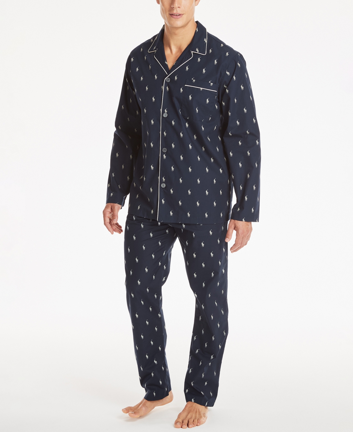Polo Ralph Lauren Men's All Over Polo Player Pajama Shirt -White