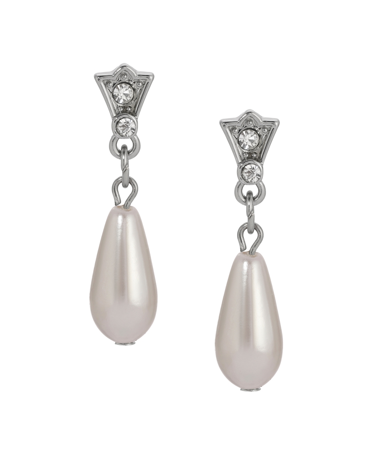 2028 FAUX CULTIVATED PEARL CRYSTAL ACCENT DROP EARRINGS 
