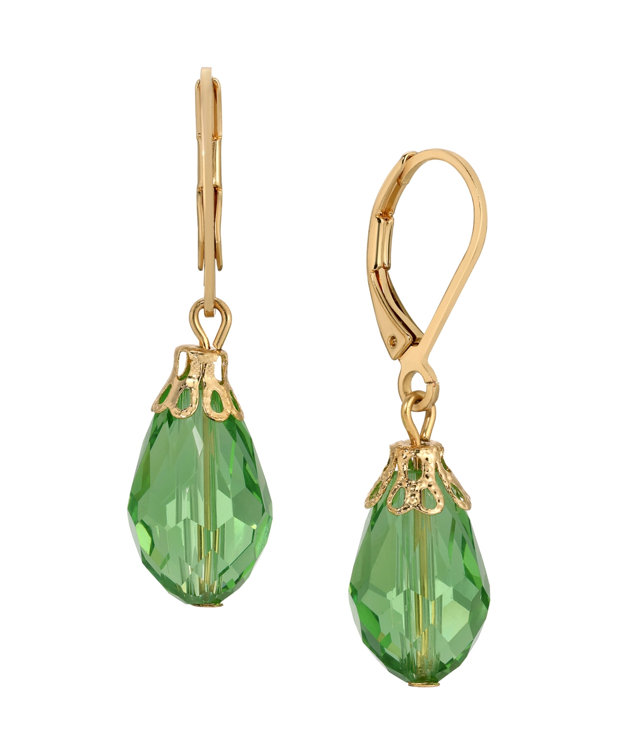 2028 Acrylic Bead Drop Earrings In Green
