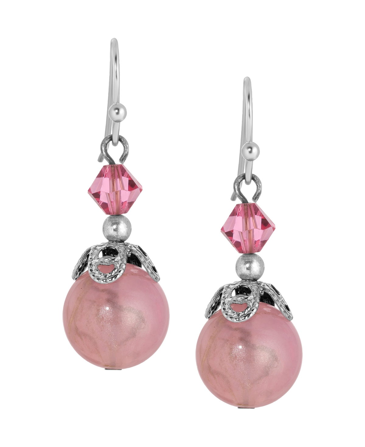 2028 ACRYLIC BEAD CRYSTAL DROP EARRINGS 