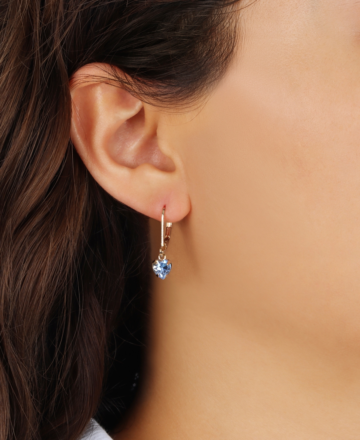 2028 Crystal Heart Drop Earrings In Blue