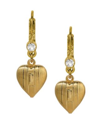 Crystal Accent Heart Drop Earrings