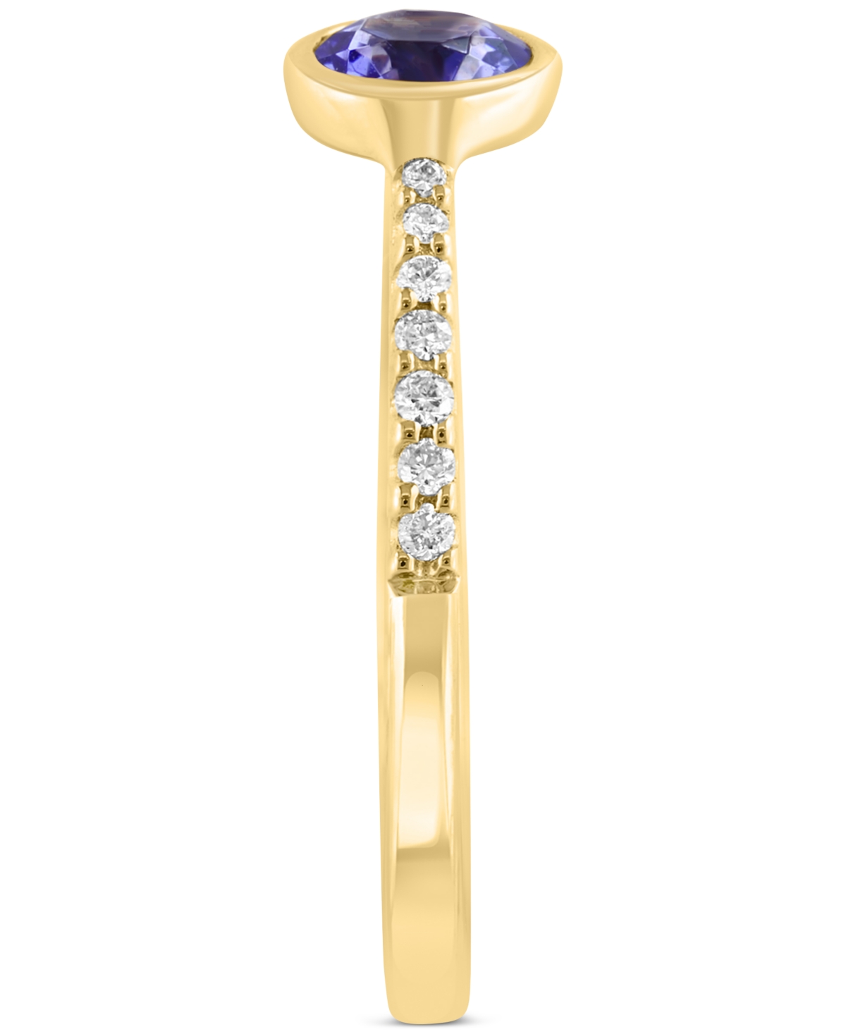 Effy Collection Effy Tanzanite (3/8 Ct. T.w.) & Diamond (1/10 Ct. T.w.) Accent Ring In 14k Yellow Gold In Tanzanite