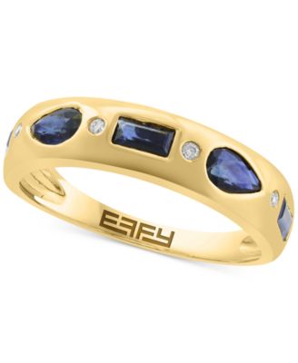 EFFY Collection - Blue Sapphire (1 ct. t.w.) & Diamond Accent Band Ring in 14k Yellow Gold