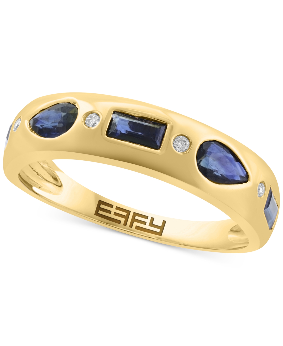 Effy Collection Effy Blue Sapphire (1 Ct. T.w.) & Diamond Accent Band Ring In 14k Yellow Gold In Sapphire