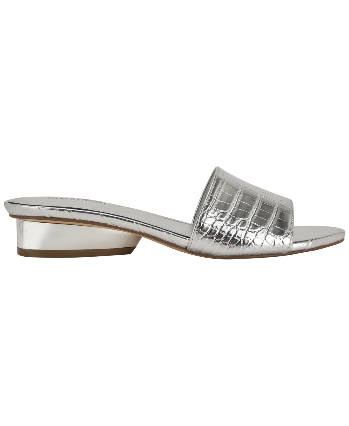 Calvin Klein Kimmie Slide Sandal In Silver Croco