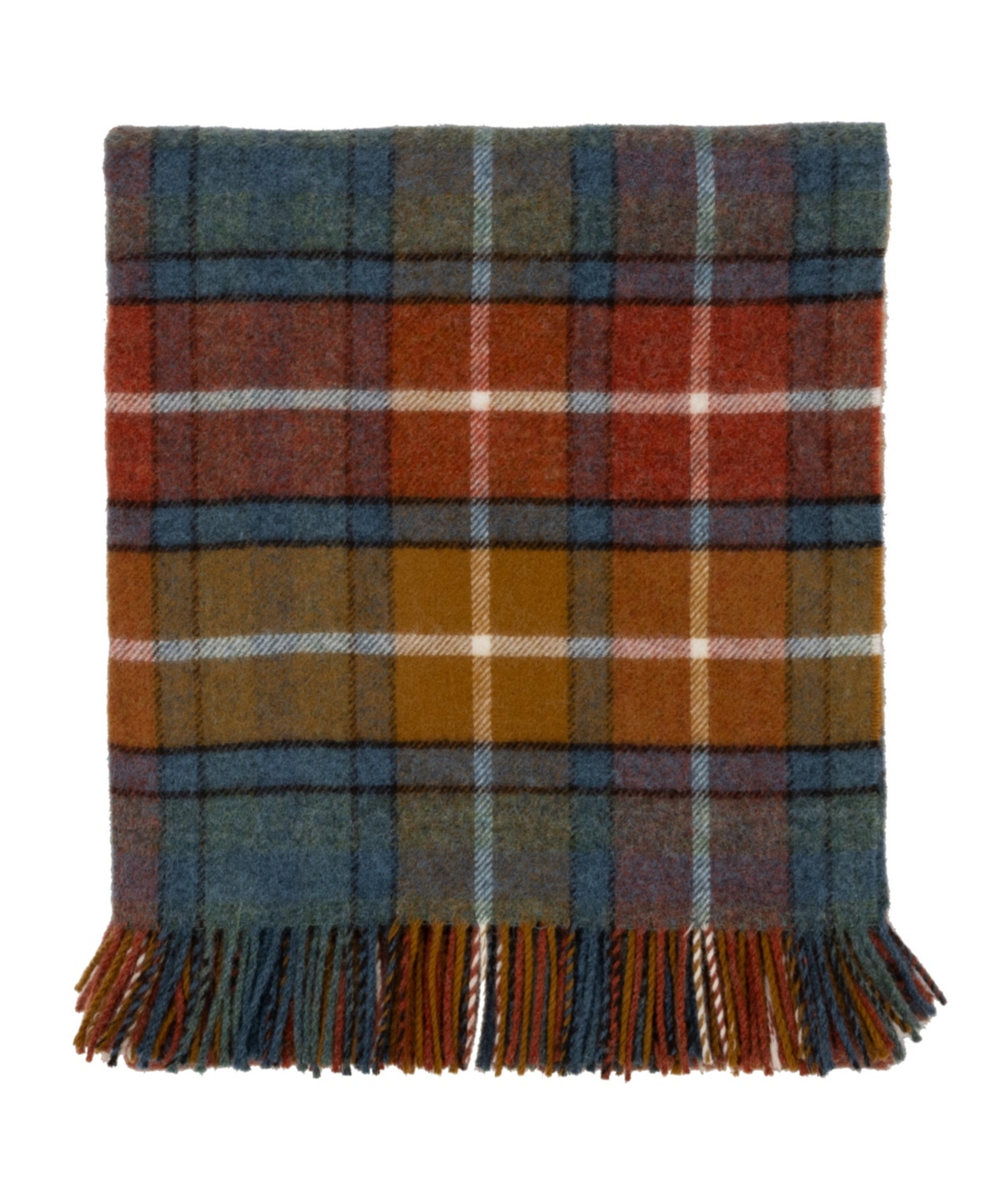 Prince Of Scots Highland Tweeds Shetland Lambswool Throw, 55 " X 72" In Orange