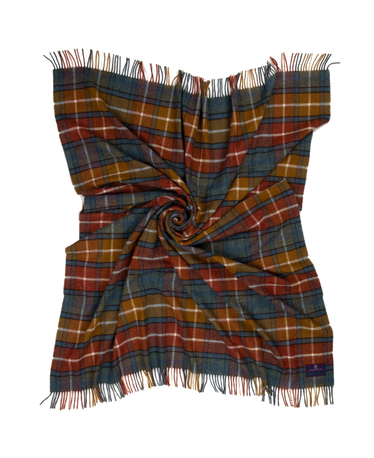 Prince Of Scots Highland Tweeds Shetland Lambswool Throw, 55 " X 72" In Orange