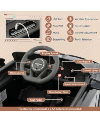 12V Powered Car Kids Ride-on Racer Car Licensed Bentley Bacalar