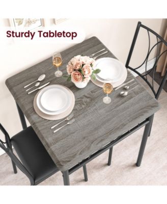 Dining Table Set for 2, Kitchen Table and Chairs, Square Dining Room Table Set , 3 Piece Dining Table Set , Rustic Grey