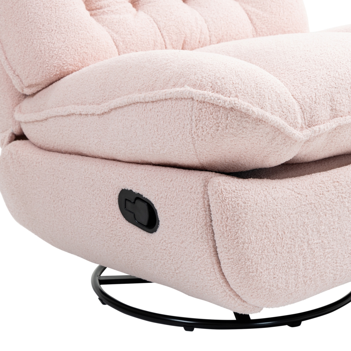 Streamdale Furniture 360 Swivel Recliner Adjustable Chair Chenille Glider Swivel Reclining Sofa Chair with Black Metal Round Base -- Pink